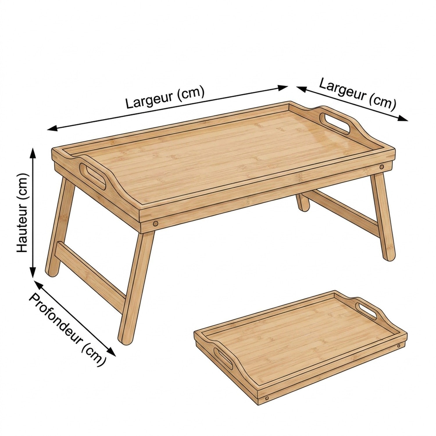 Plateau de lit en bambou pliable - vue 4