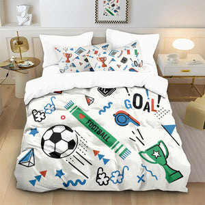 Parure de lit football enfant 3 pièces housse de couette taie produit vu sous un angle different