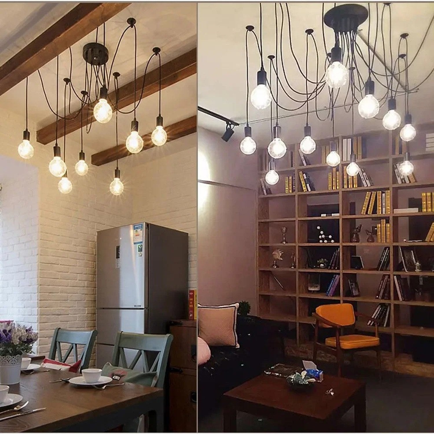 Suspension spider vintage ampoules Edison plafond salon et chambre moderne