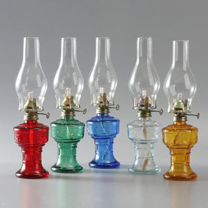Lampes à pétrole vintage en verre coloré - 5 coloris disponibles
