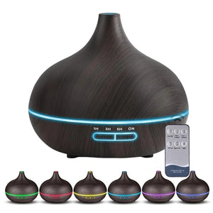 Diffuseur d'arômes en bois avec télécommande et réglages 1H 3H 6H continu