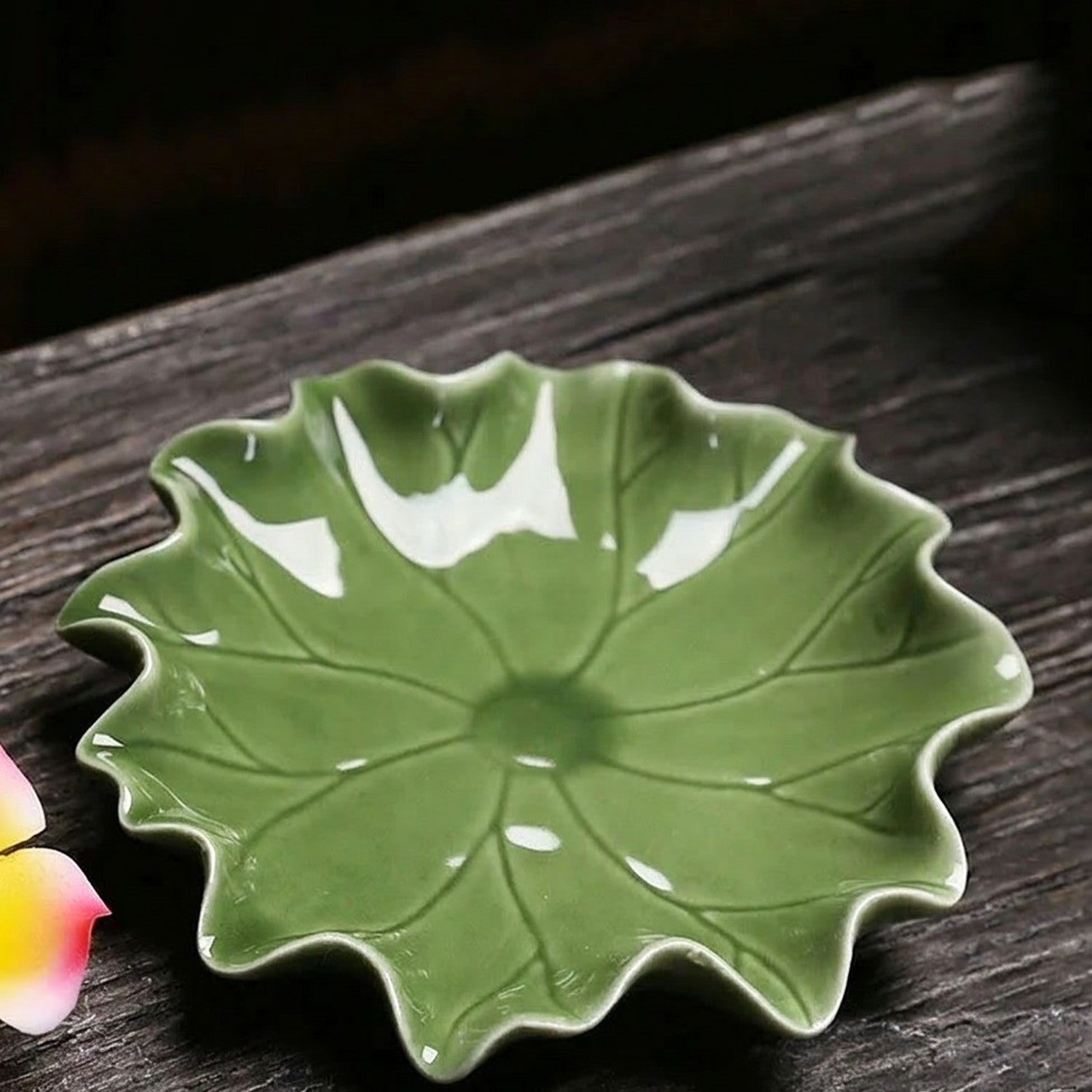 Plateau feuille céramique pour porte-encens