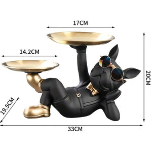 Dimensions de la statuette bouledogue décoratif en résine