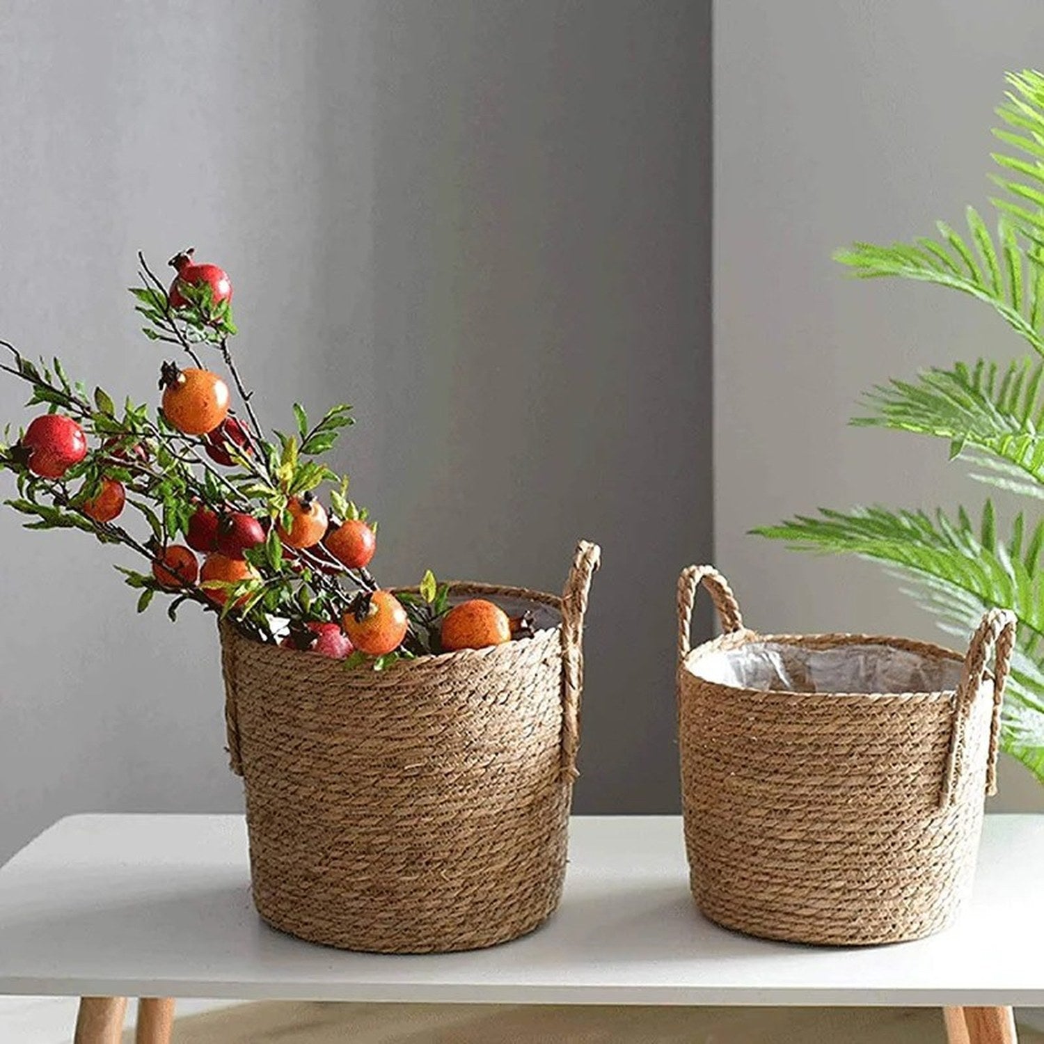 Cache-pot panier paille naturelle vue 5