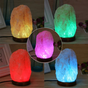 Lampe de sel de l'Himalaya en quatre couleurs différentes vue de face