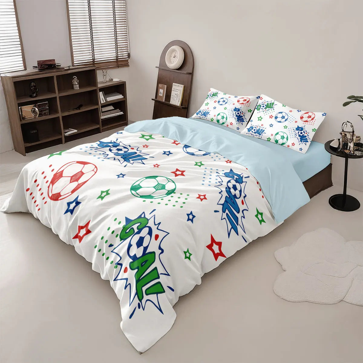 Parure de lit football enfant 3 pièces housse de couette taie dimensions et proportions du produit