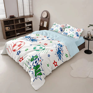Parure de lit football enfant 3 pièces housse de couette taie dimensions et proportions du produit
