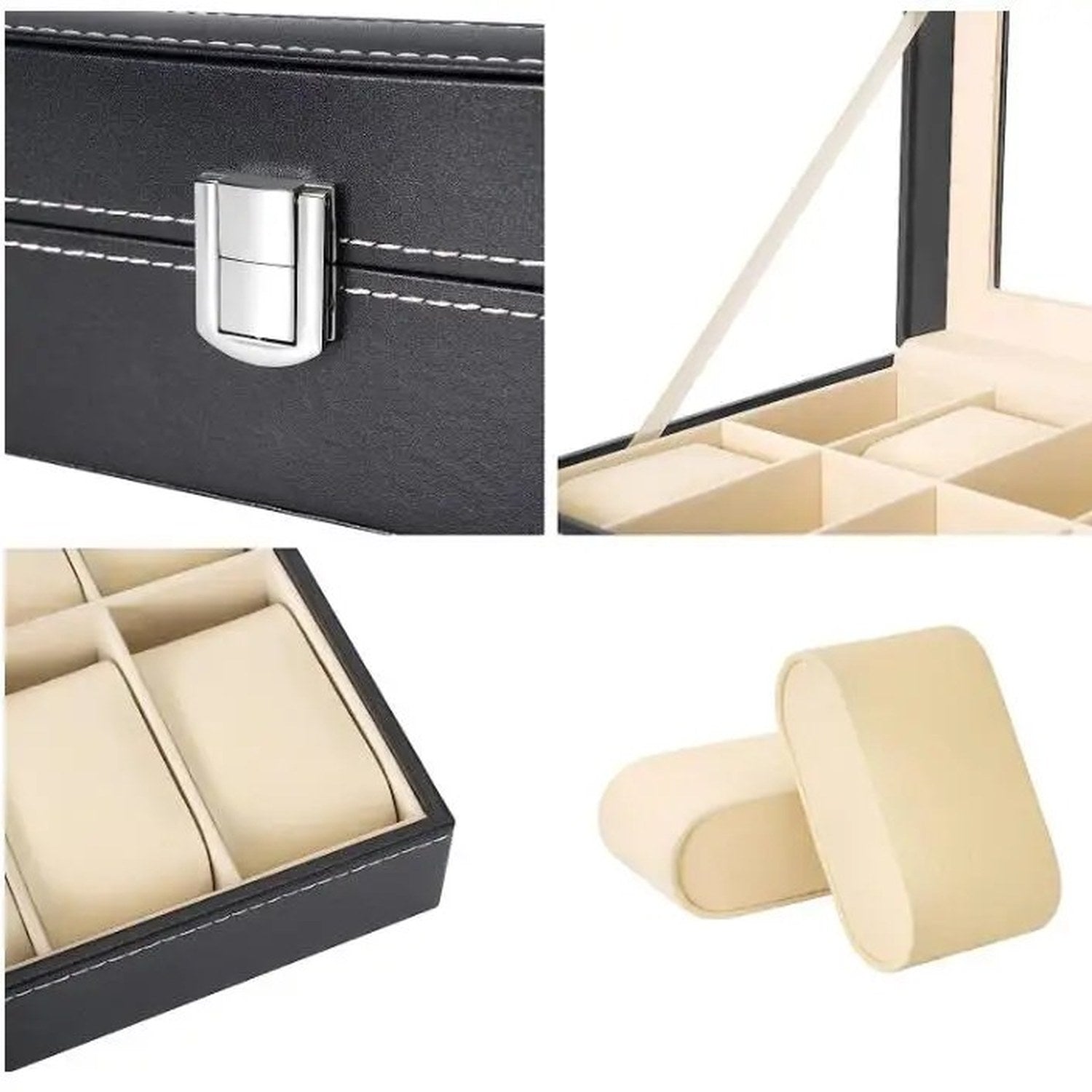 Coffret à montres 6 emplacements cuir noir vue 5
