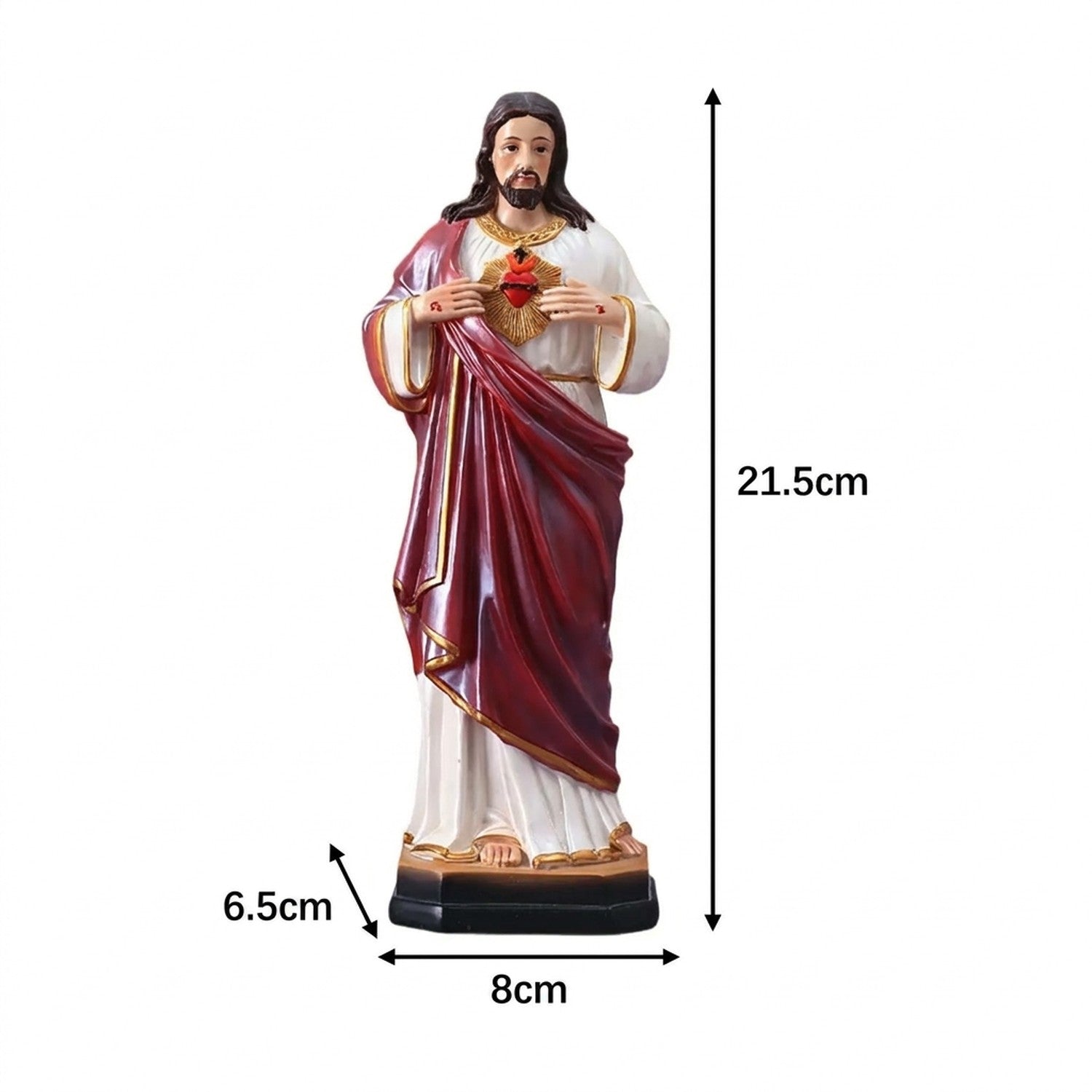 Dimensions statue Sacré-Cœur de Jésus 21,5 cm de hauteur base 8 cm