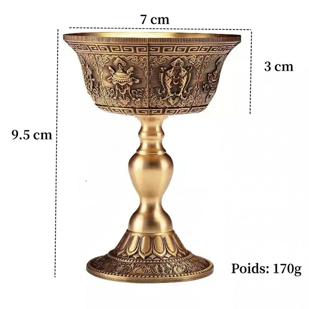 Dimensions bougeoir tibétain hauteur 9,5 cm diamètre 7 cm poids 170 g