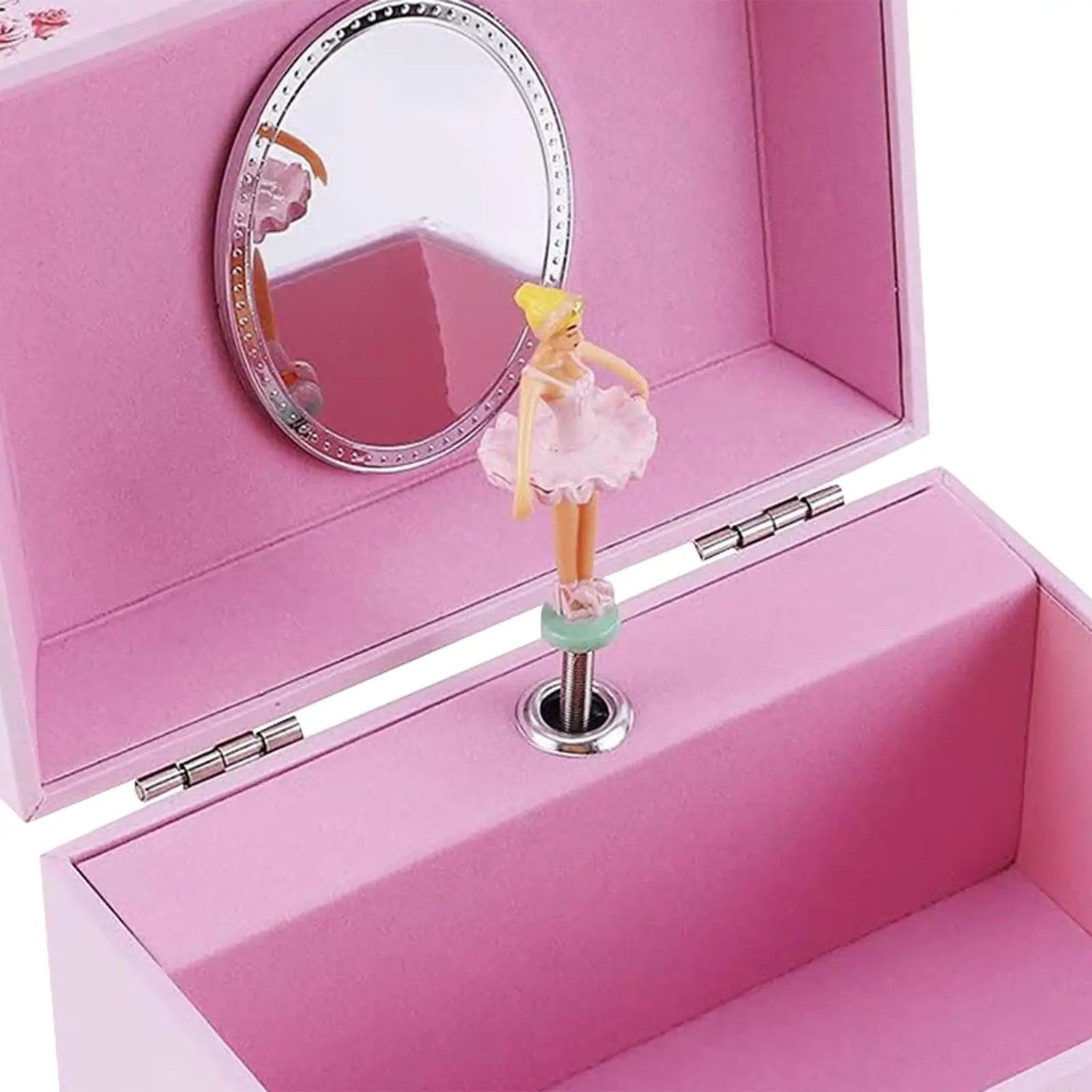 Ballerine tournante et miroir ovale boîte à musique