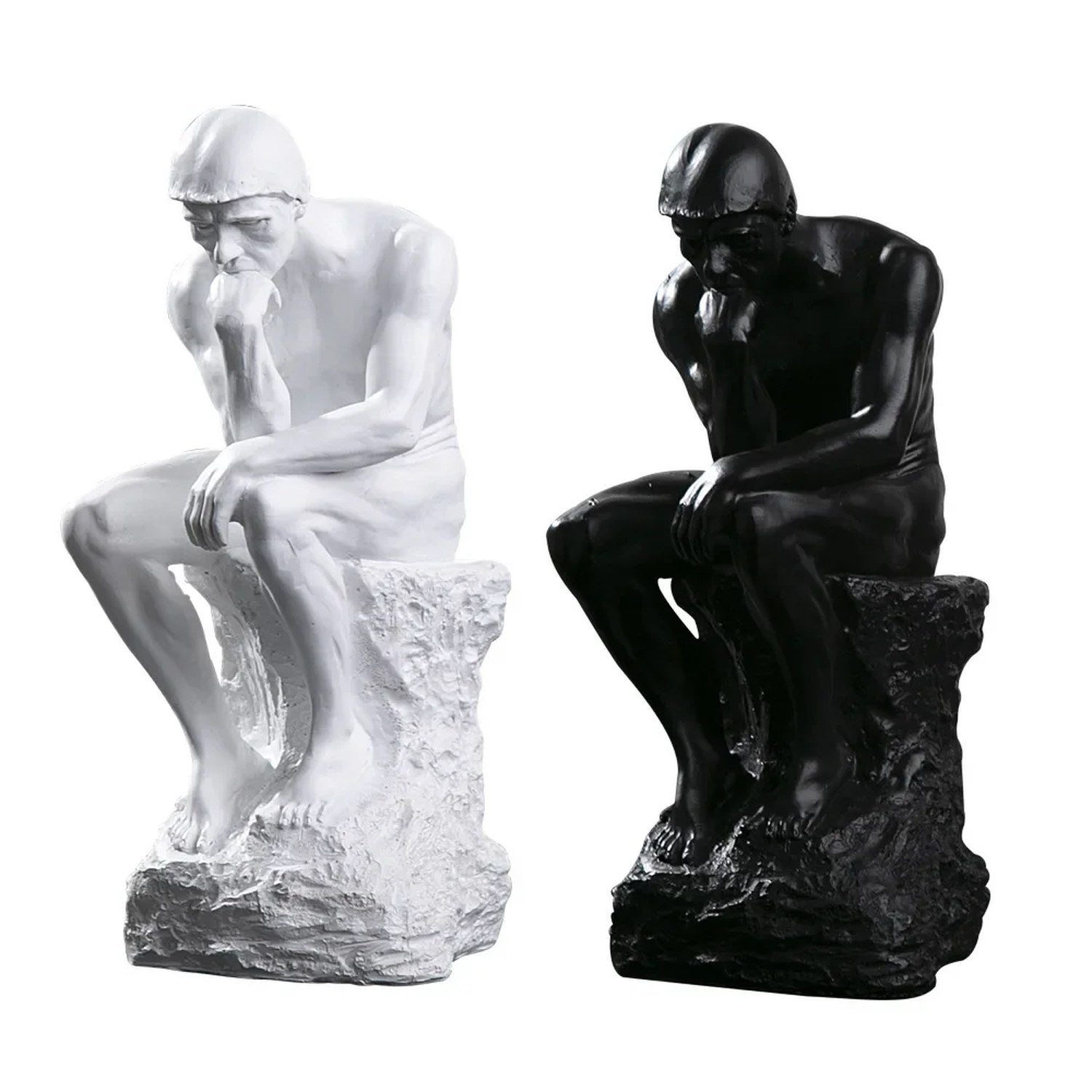 Statue Le Penseur de Rodin disponible en finition blanche et noire