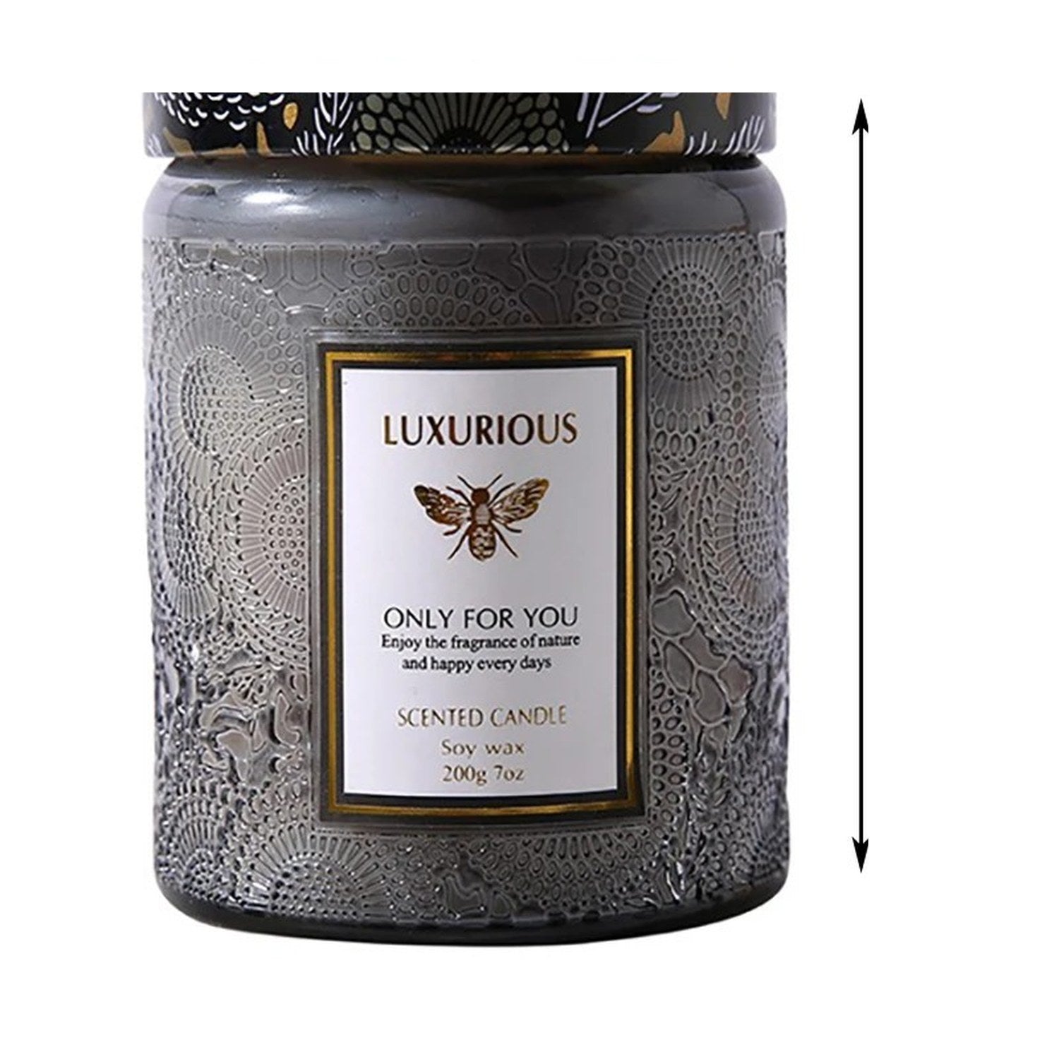Dimensions de la bougie parfumée : hauteur 9 cm diamètre 7 cm