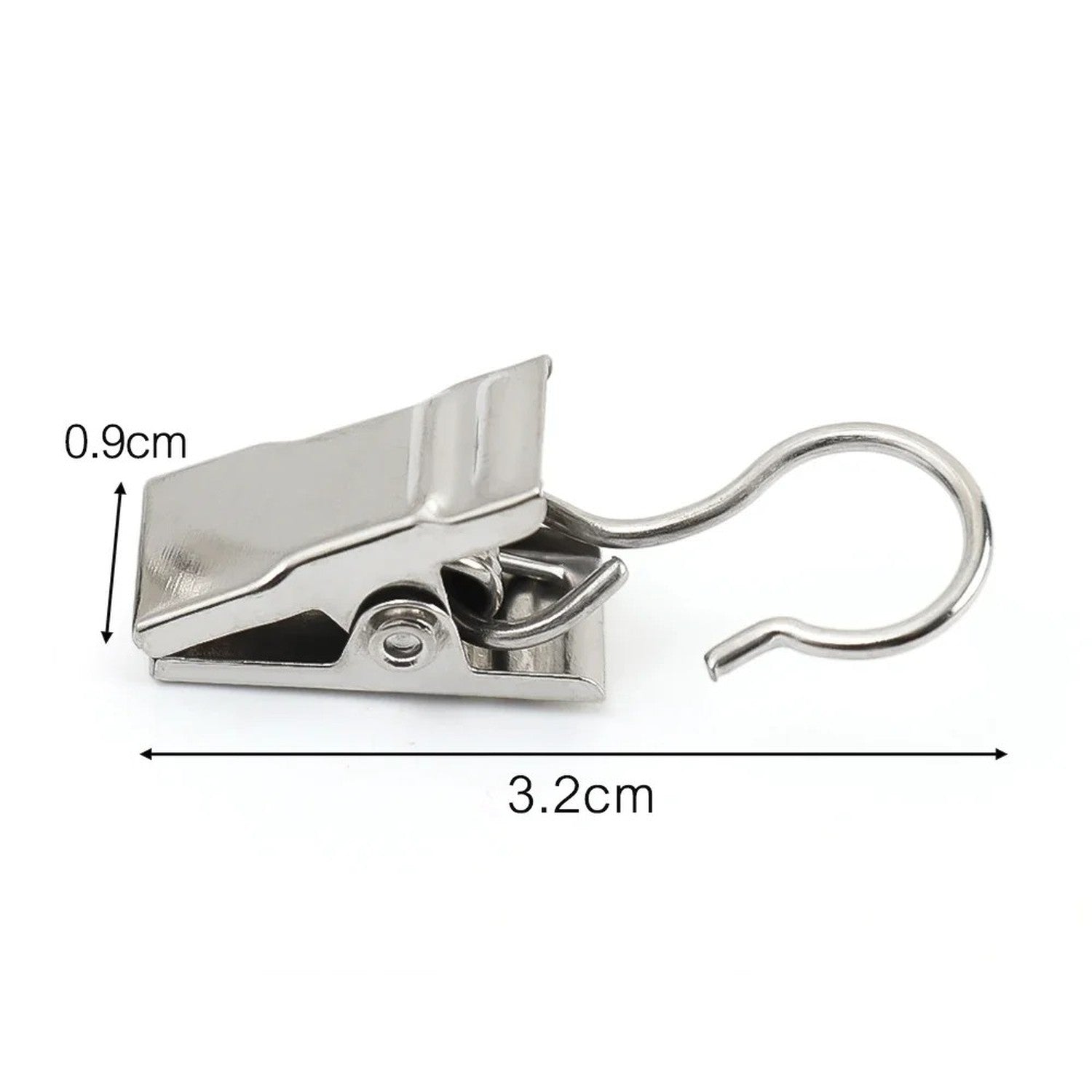Dimensions de la pince crochet en métal longueur 3 virgule 2 cm et hauteur 0 virgule 9 cm