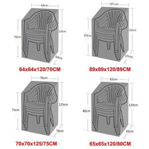 Dimensions disponibles de la housse de chaise de jardin empilable en cm