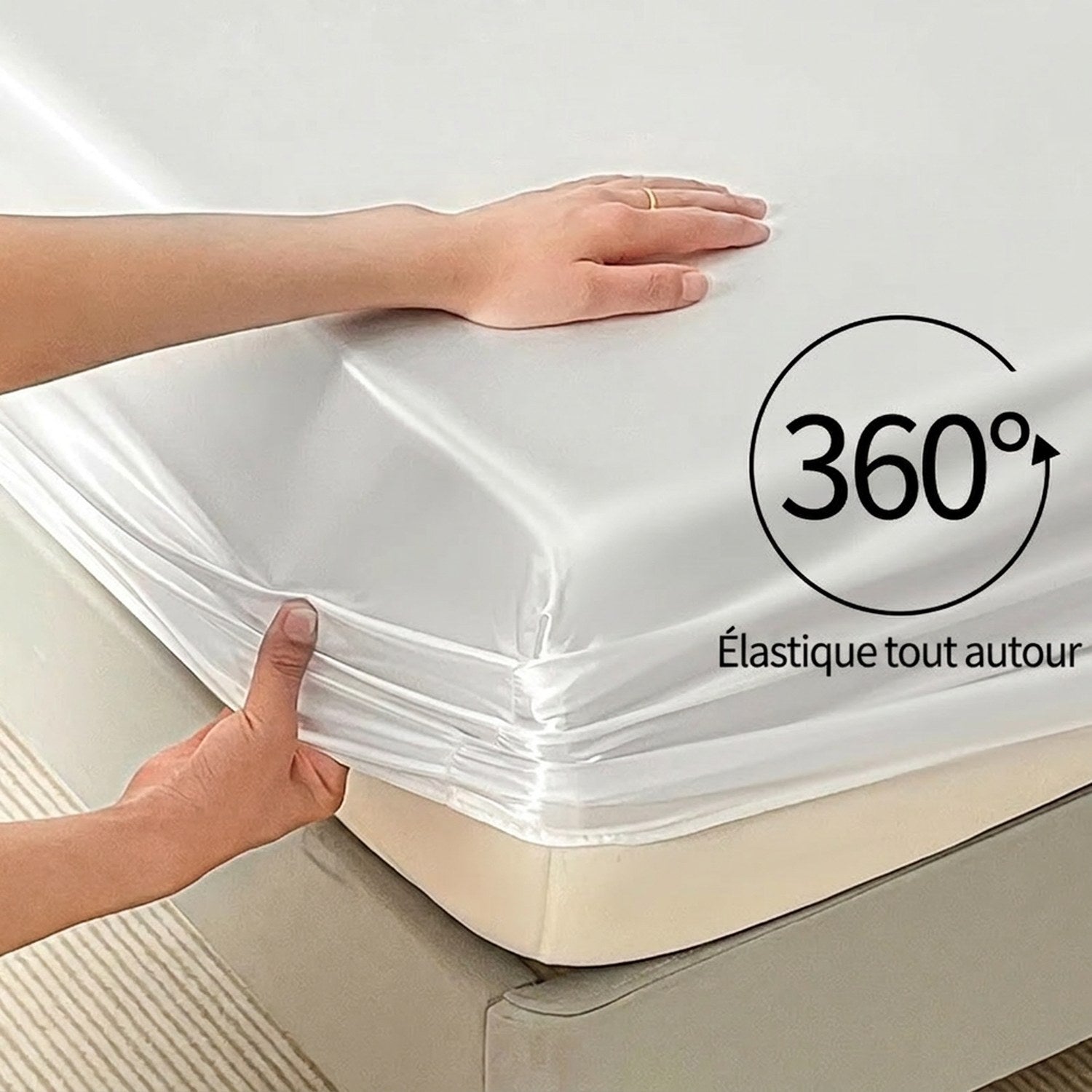 Élastique 360 degrés tout autour du drap-housse pour un maintien solide