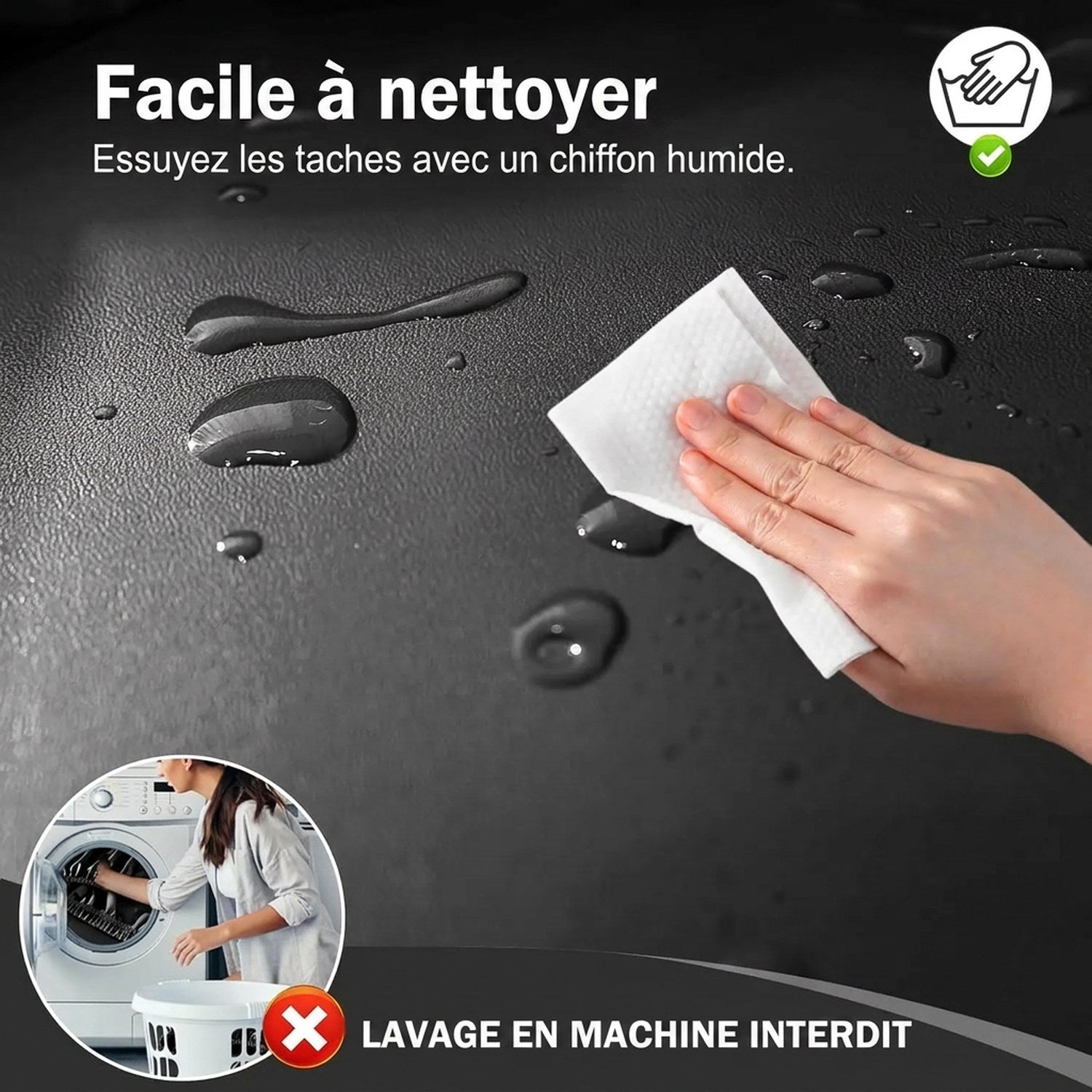 Nettoyage de la housse de tête de lit avec un chiffon humide