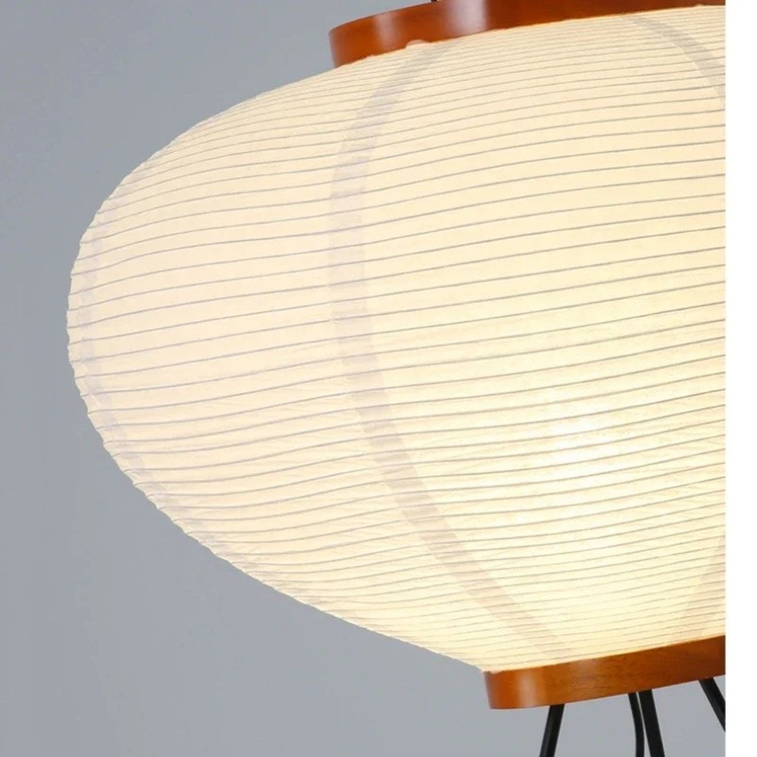 Vue de dessus abat-jour ovale papier de riz lampe japonaise