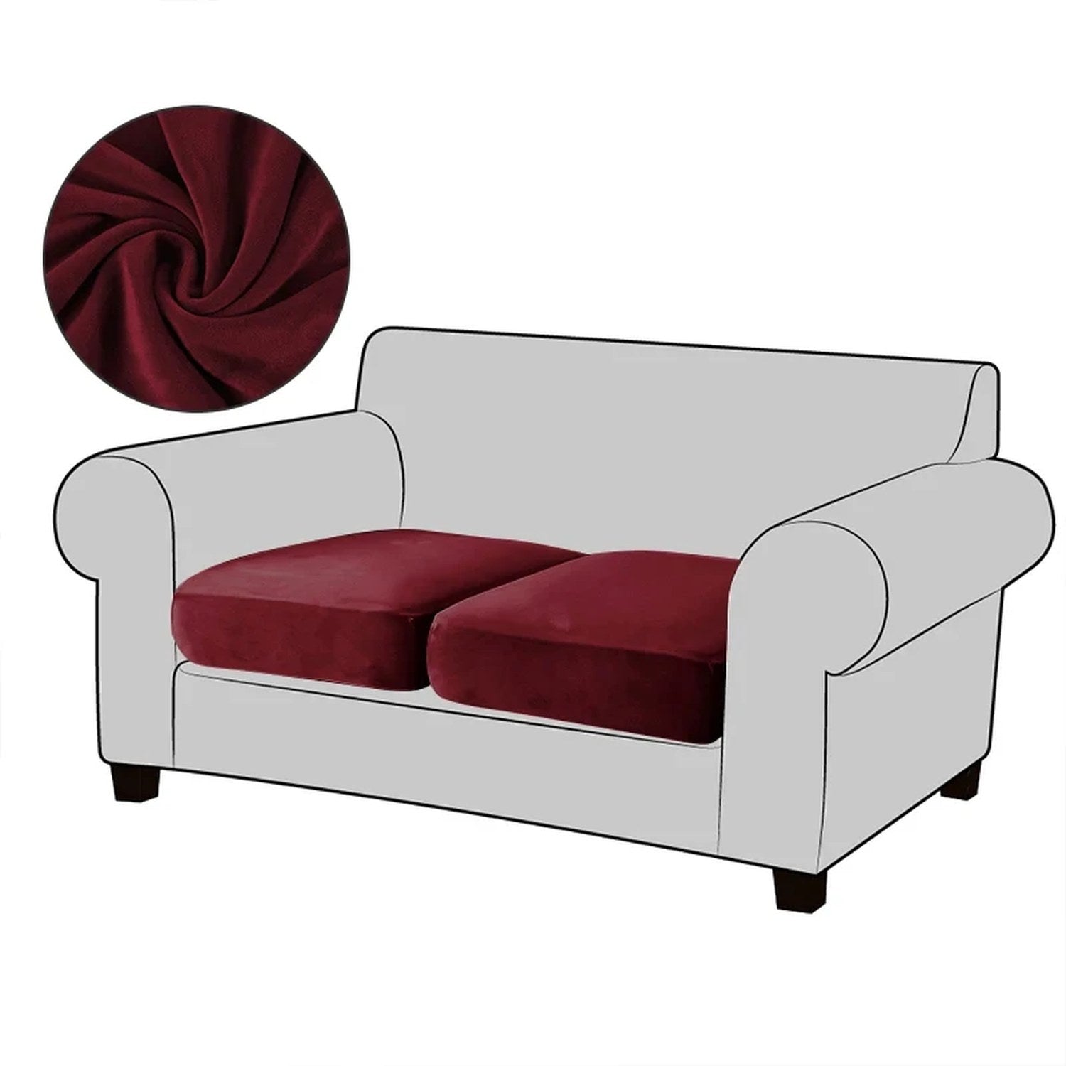 Échantillon de tissu velours grenat de la housse de canapé