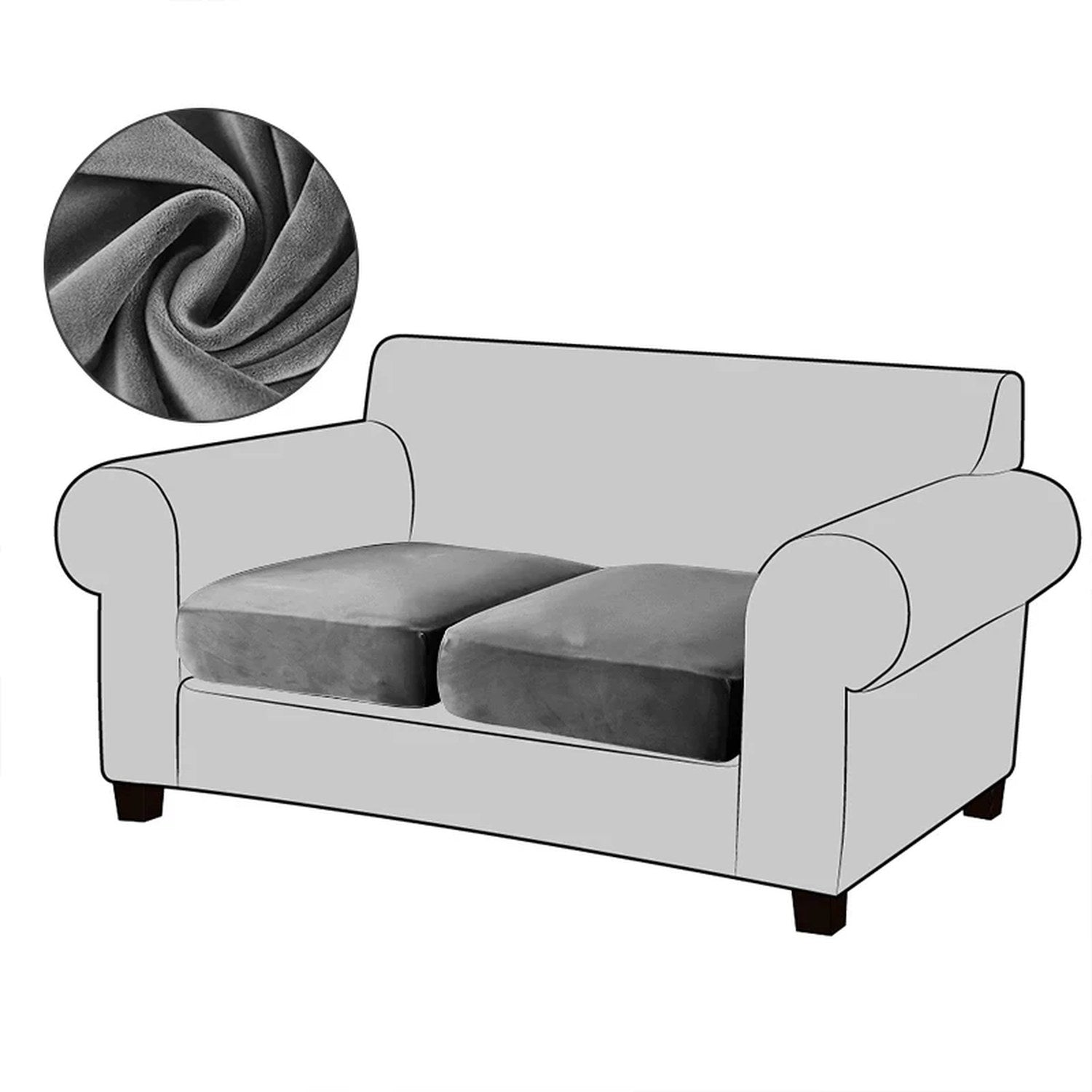 Échantillon de tissu velours gris de la housse de canapé
