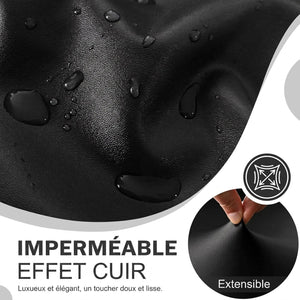 Gros plan sur le tissu imperméable effet cuir avec gouttes d'eau