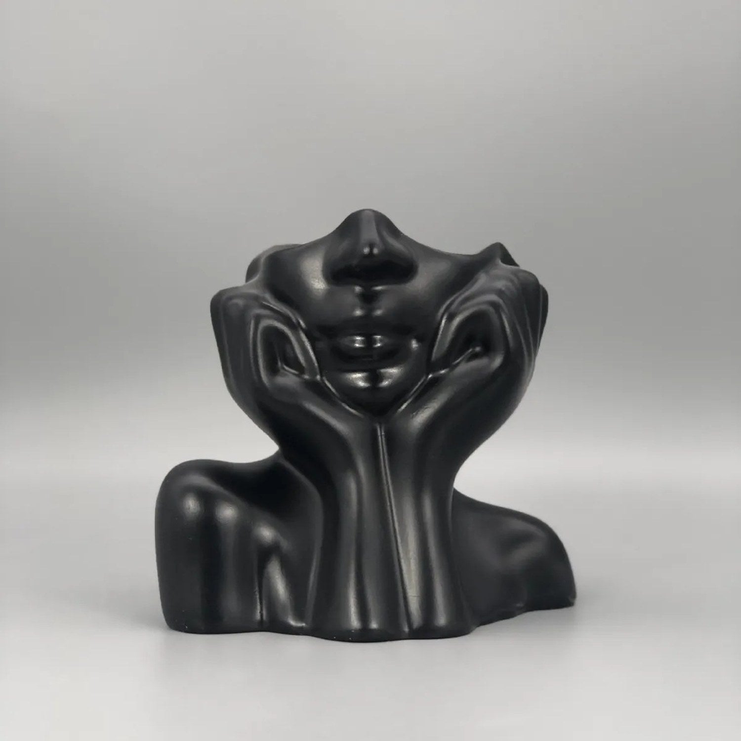 Vase céramique visage abstrait coloris noir vue produit