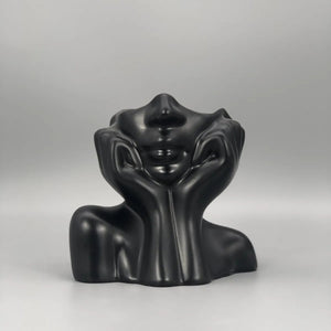 Vase céramique visage abstrait coloris noir vue produit