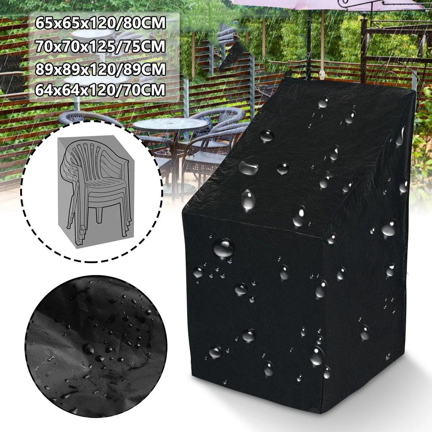 Housse de chaise de jardin résistante aux gouttes de pluie sur une terrasse