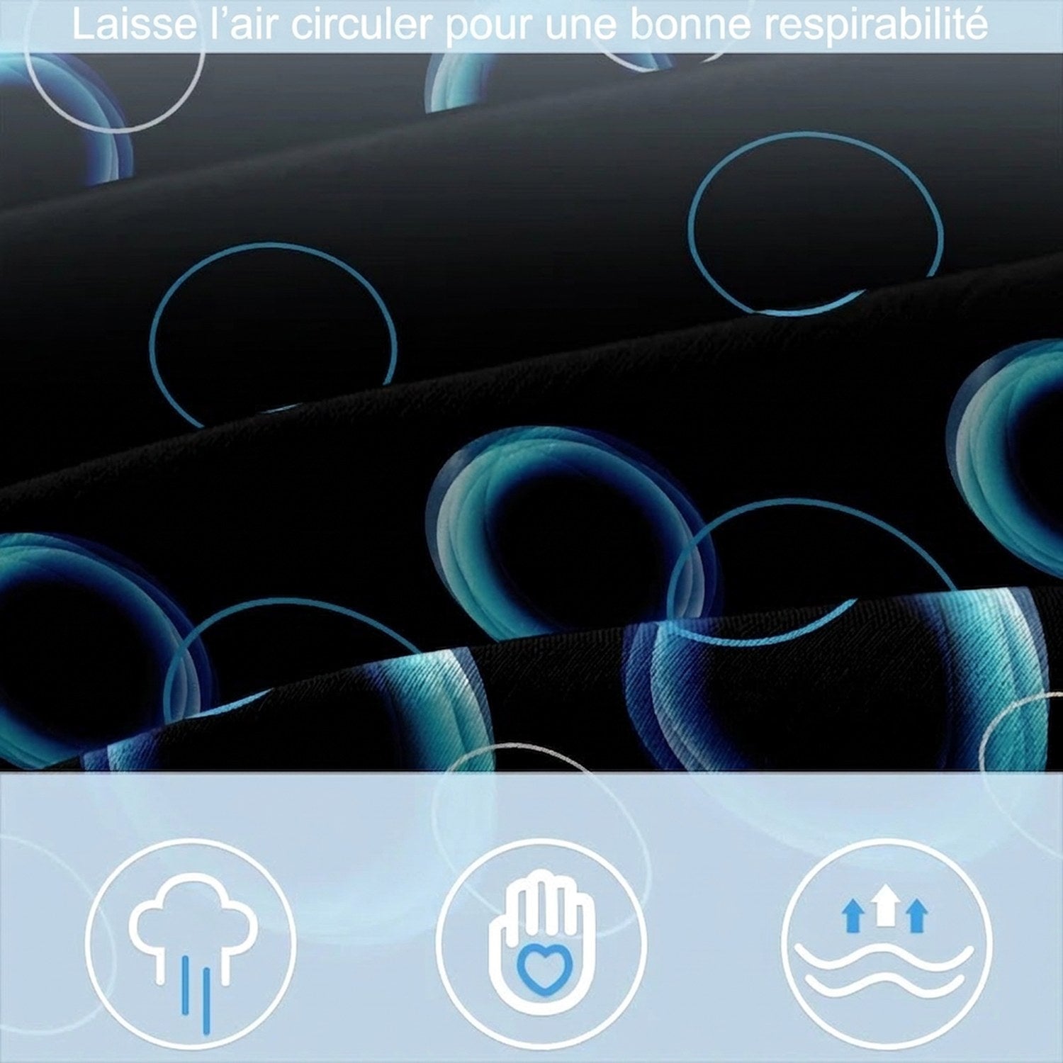 Gros plan sur le tissage polyester respirant du drap-housse à motif de cercles