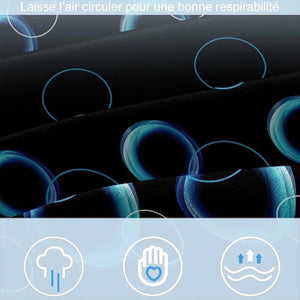 Gros plan sur le tissage polyester respirant du drap-housse à motif de cercles