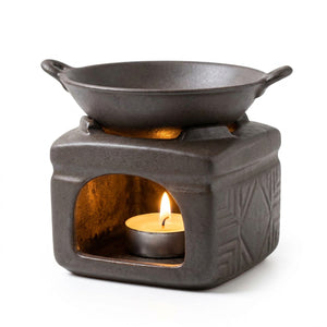 Brûleur d'arôme céramique motif sculpté style vintage carré