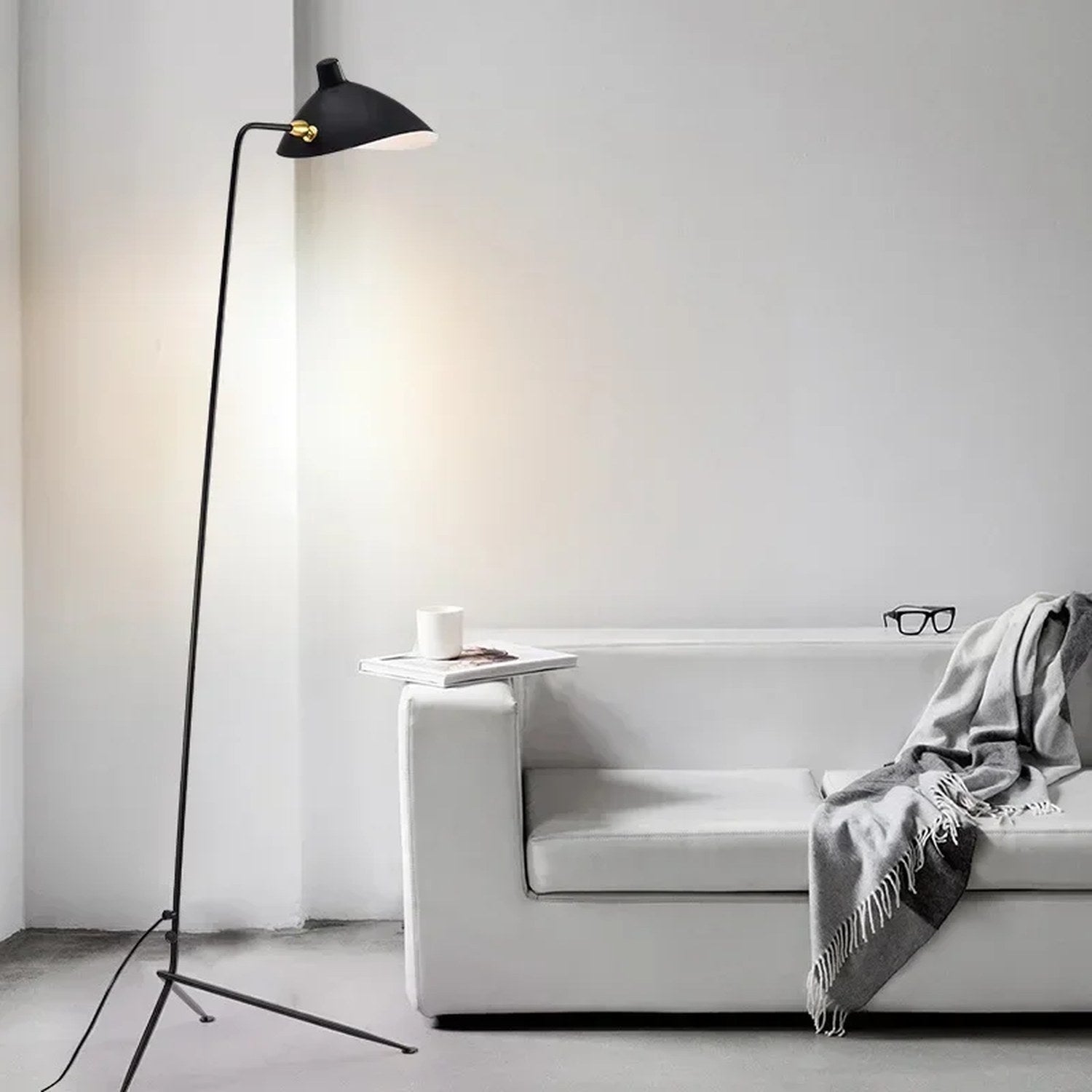 Lampadaire trépied 1 bras salon déco moderne