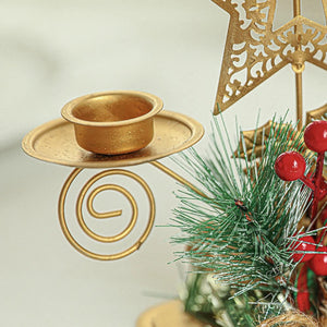 Bougeoir de Noël doré en métal décoration de table festive vue 6