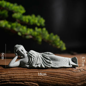 Dimensions du grand modèle de Bouddha couché 18 cm de longueur