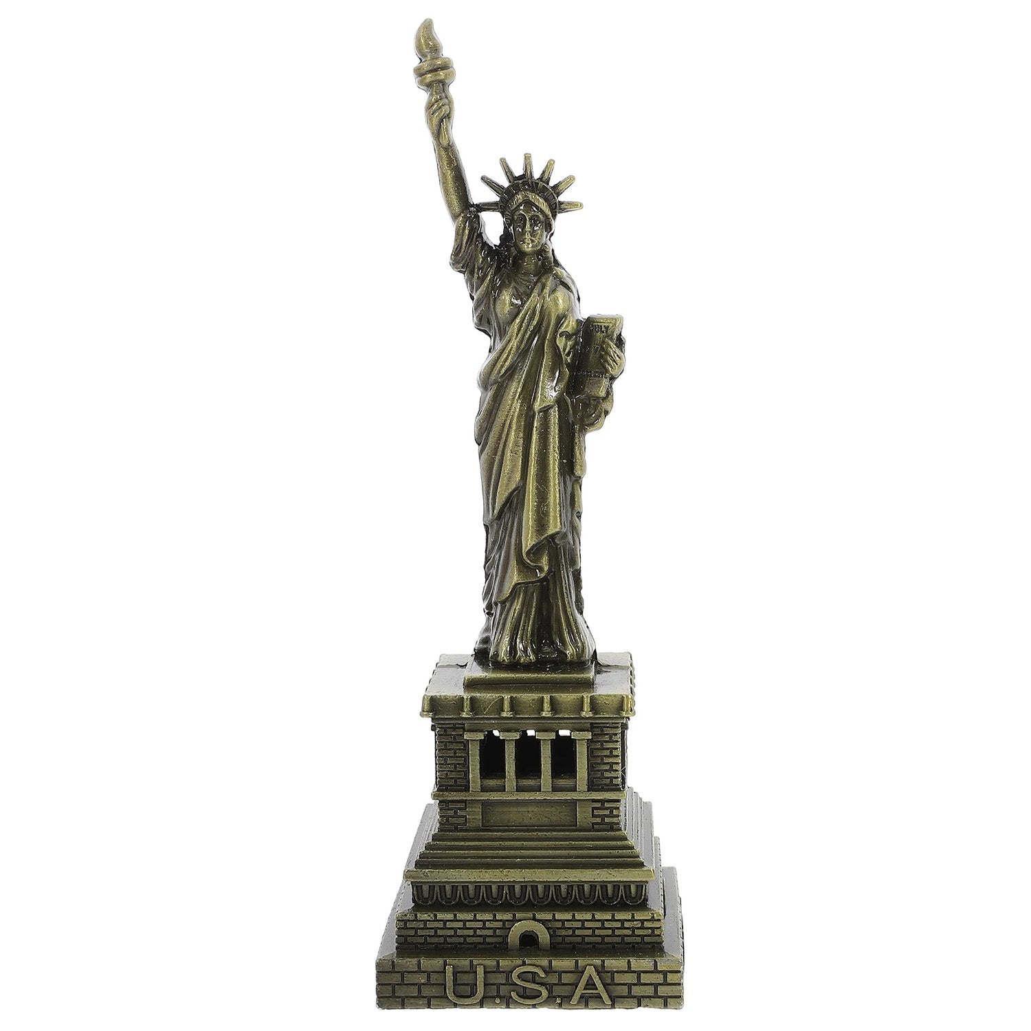 Statue de la Liberté en bronze vue de face sur fond clair