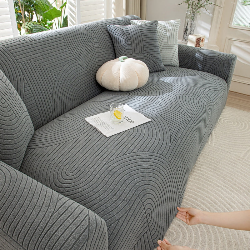 Housse de canapé angle velours gris foncé