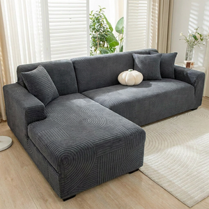Housse de canapé angle gris motif géométrique