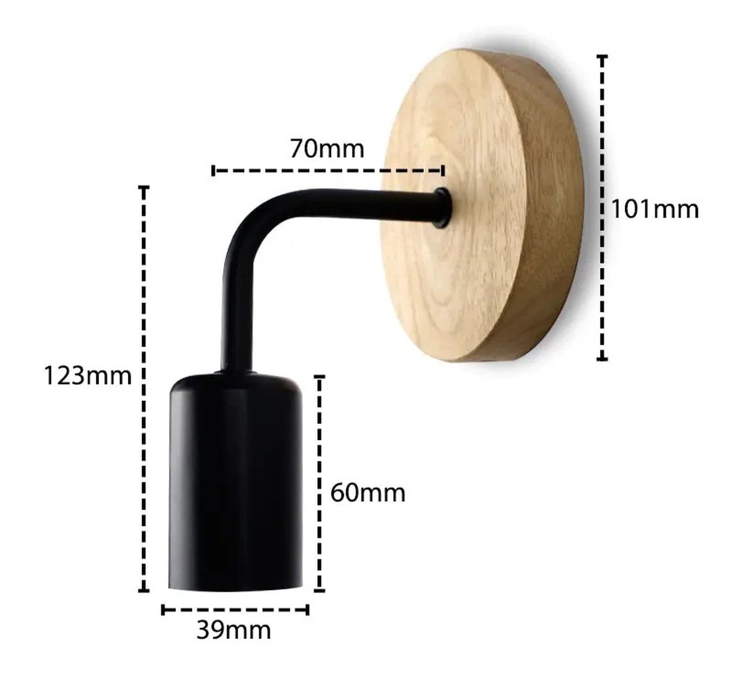 Dimensions de l applique murale en bois base 10 cm et hauteur 12 cm