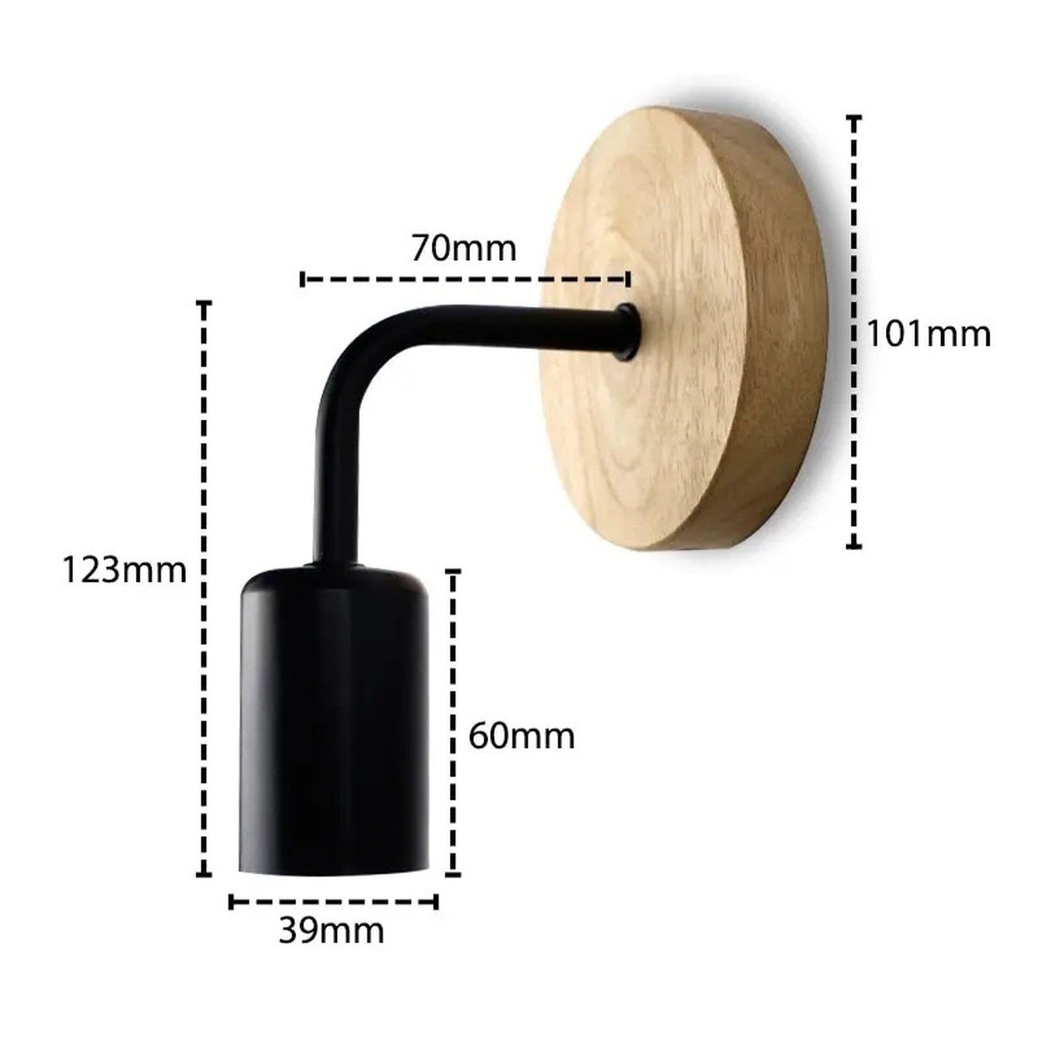 Dimensions de l applique murale en bois base 10 cm et hauteur 12 cm