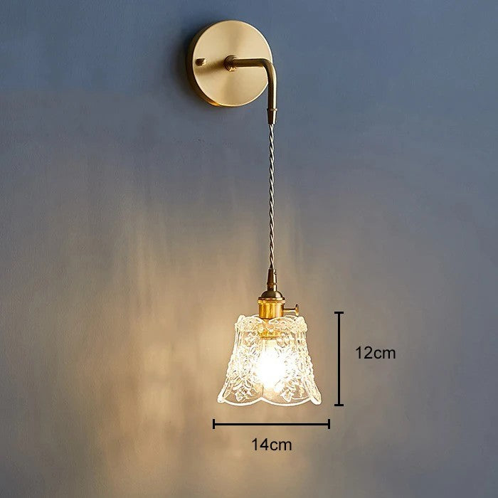 Schéma des dimensions de l'applique cordon suspendu 12 cm de hauteur 14 cm de largeur