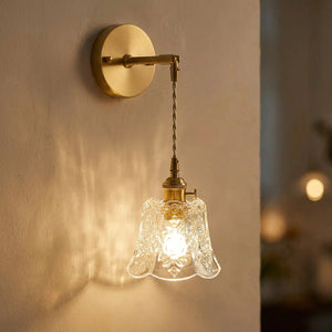 Applique murale fleur en verre modèle cordon suspendu abat-jour pendant