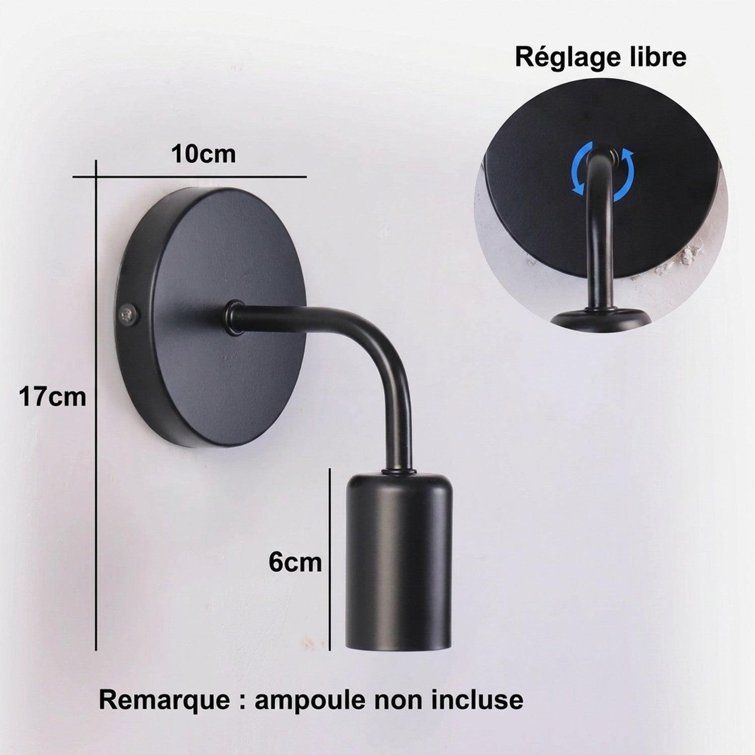 Schéma des dimensions de l'applique murale industrielle en centimètres