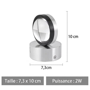Dimensions de l'applique murale LED ronde 7,3 cm de diamètre 10 cm de profondeur