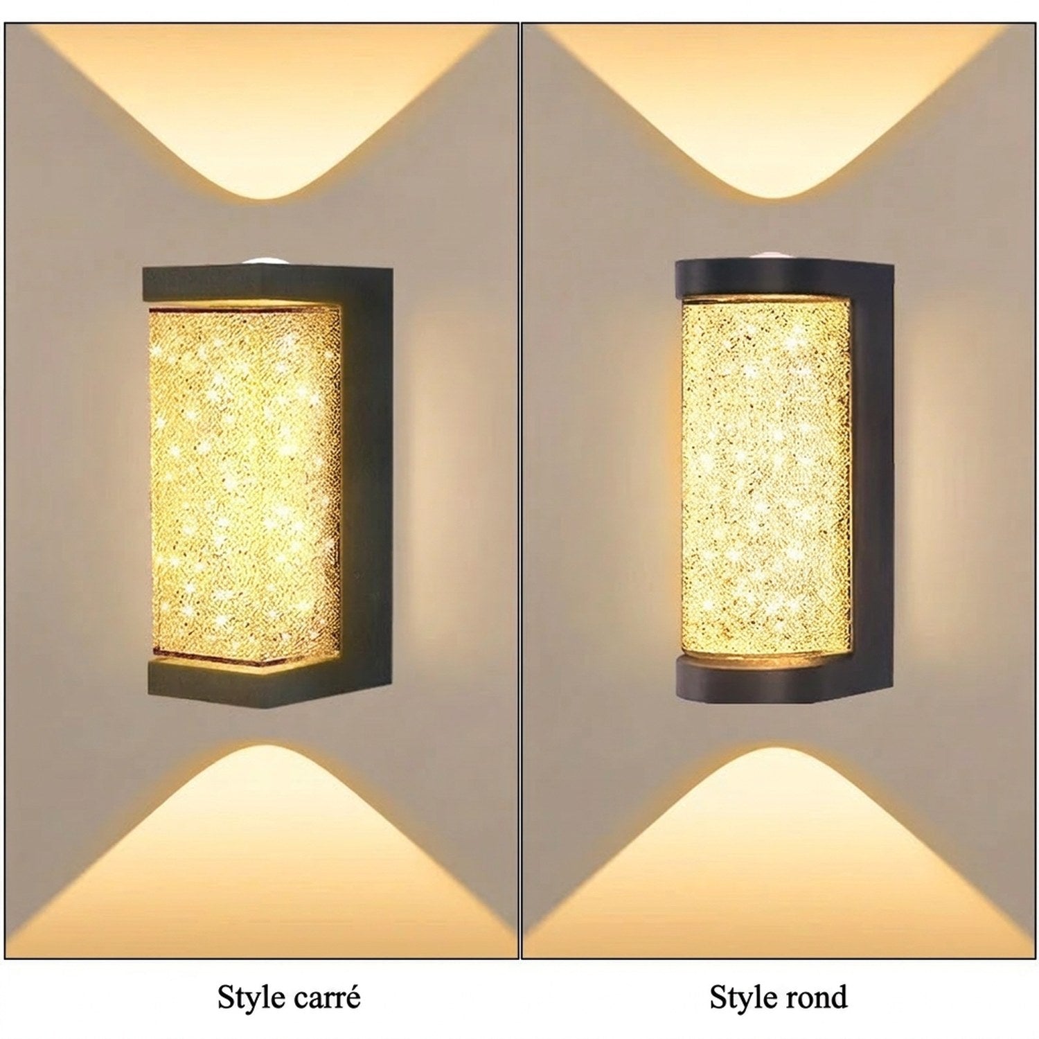Comparaison entre le style carré et le style rond de l'applique murale