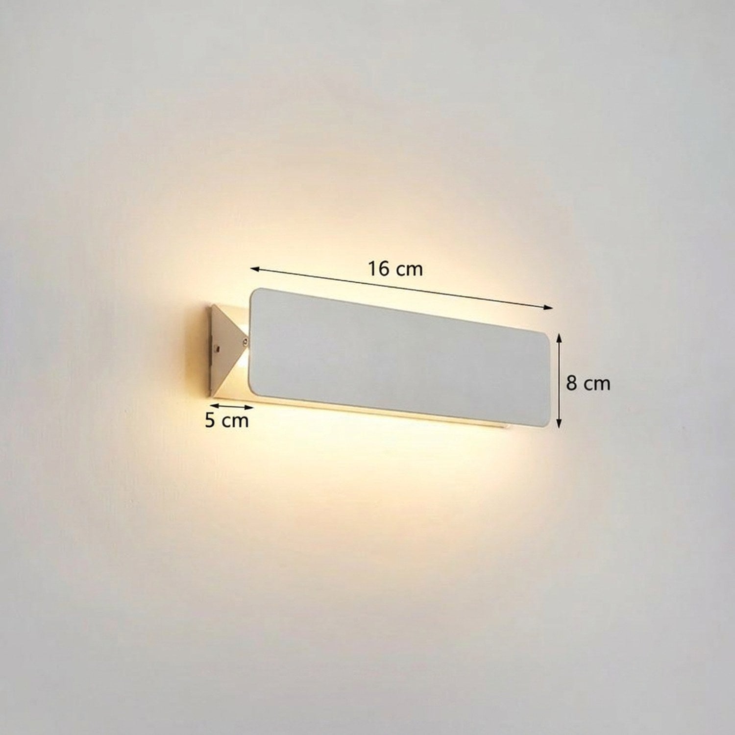 Dimensions de l'applique murale LED 16 cm en centimètres