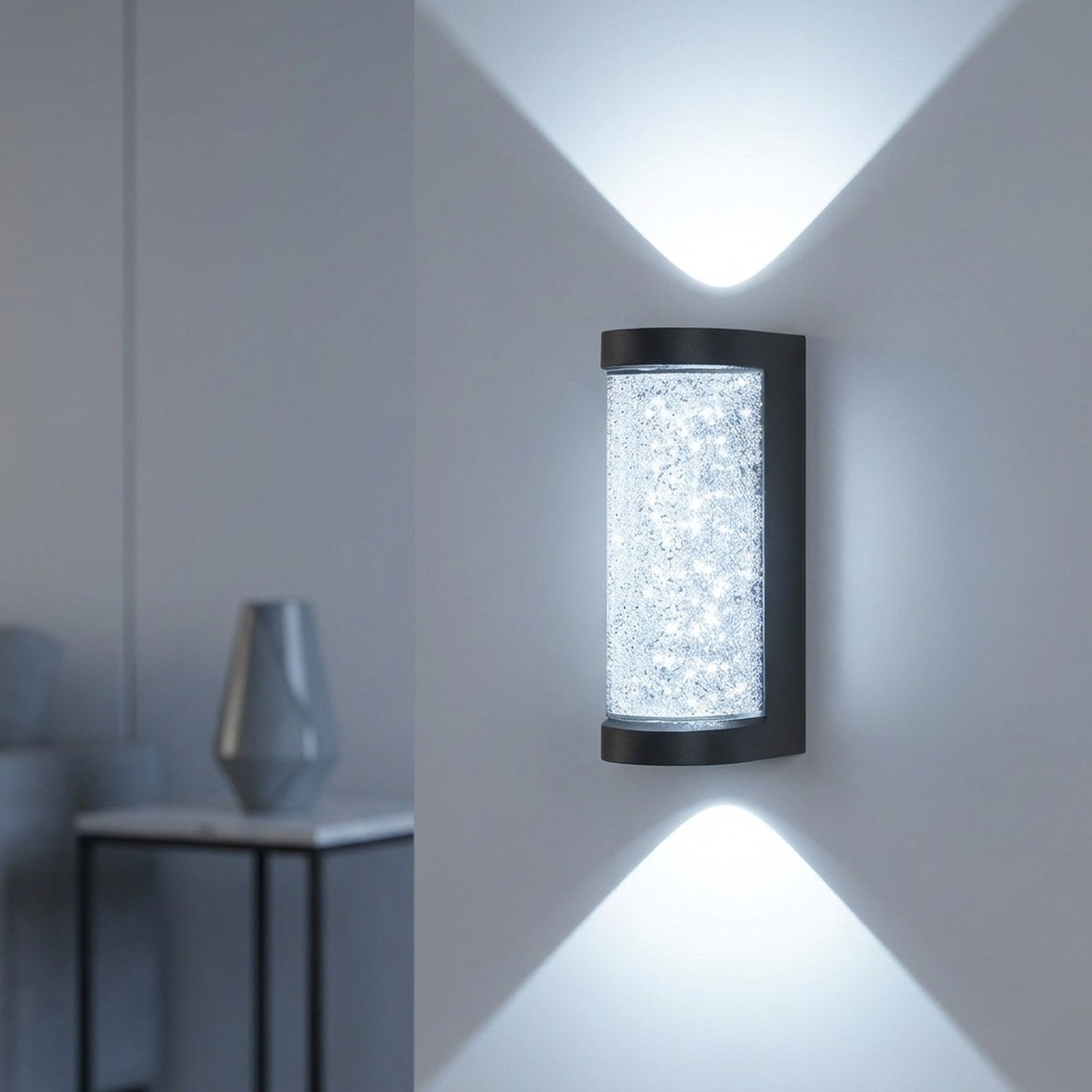 Applique murale ronde effet cristal à lumière blanche froide