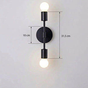 Dimensions de l'applique murale noire hauteur 31,5 cm entre lumières 10 cm