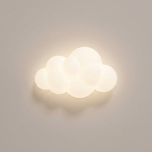 Applique murale nuage 24cm allumée sur mur beige