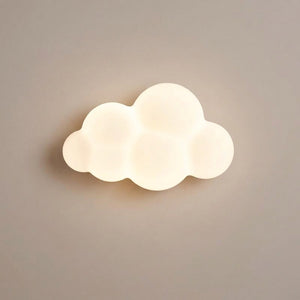 Applique murale nuage 30cm allumée sur mur beige