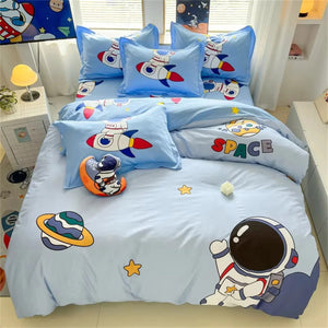 Photo du motif fusée et astronaute de la parure de lit enfant